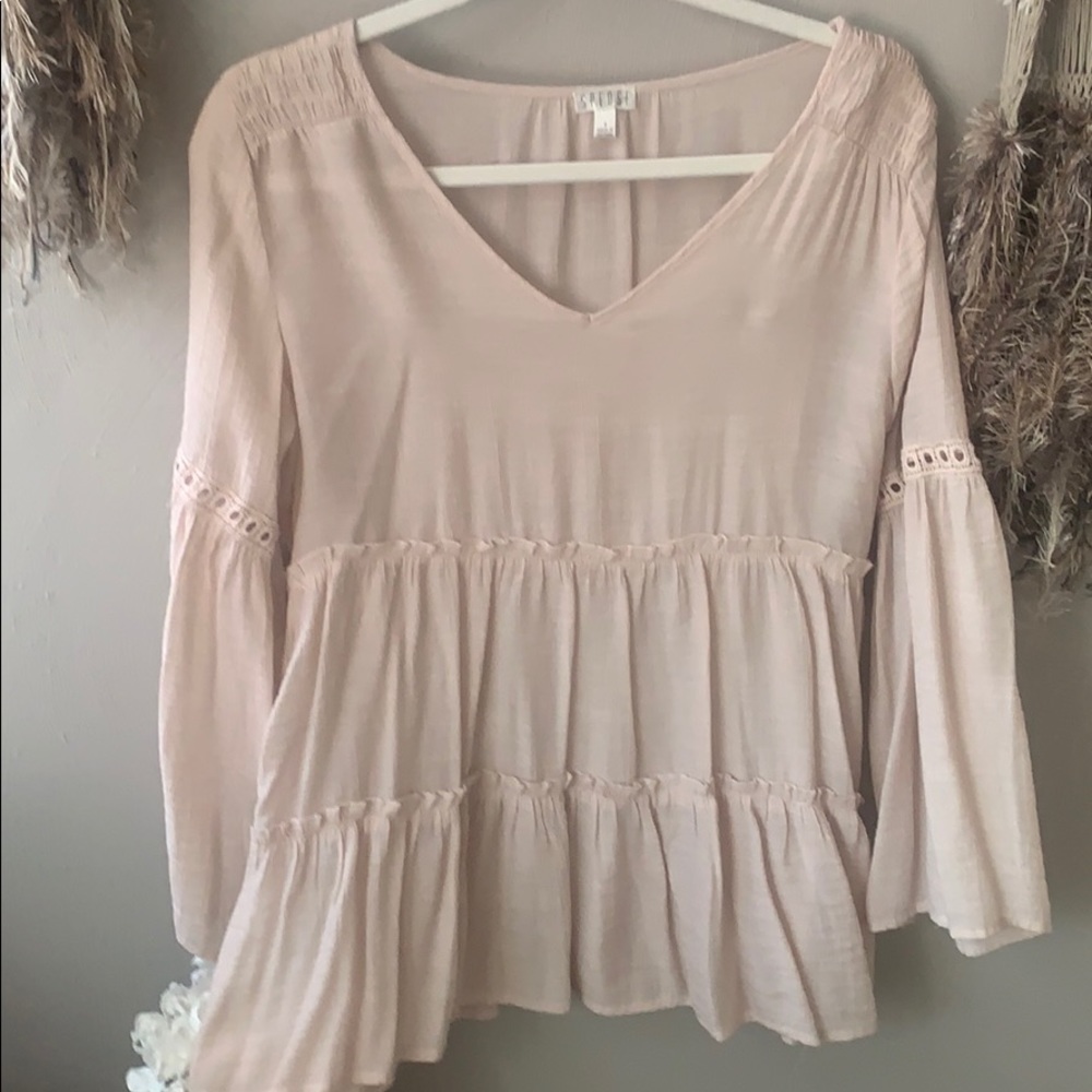 Spense blush colored boho top, S